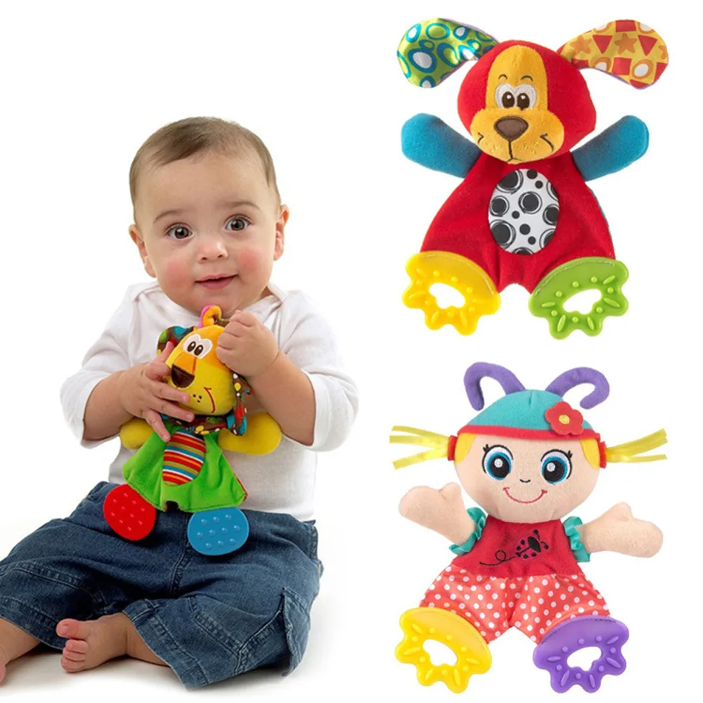 

Newborn Baby Cute Playmate Plush Doll Toys Kids Cartoon Animals Hand Bells Rattles Toy Baby Teether Kids Teething Toys for Baby