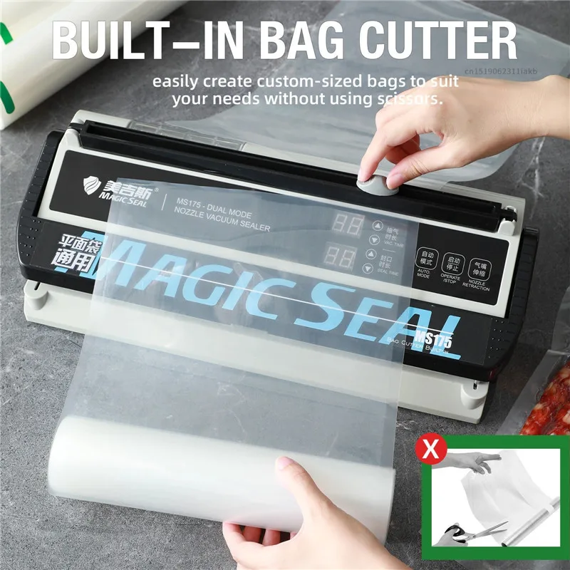 MAGIC SEAL MS175 Vacuum Sealer Machine Wet Vacuum Sealer Packaging Machine Professional Food Plastic Bag Sealer 6