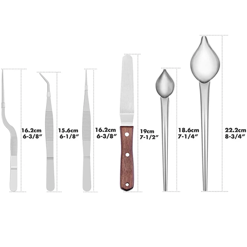Stainless Steel Kitchen Cooking Tweezers Precision Tongs Drawing Spoons Spatula Food Culinary Plating Decorating 6-Piece food tongs