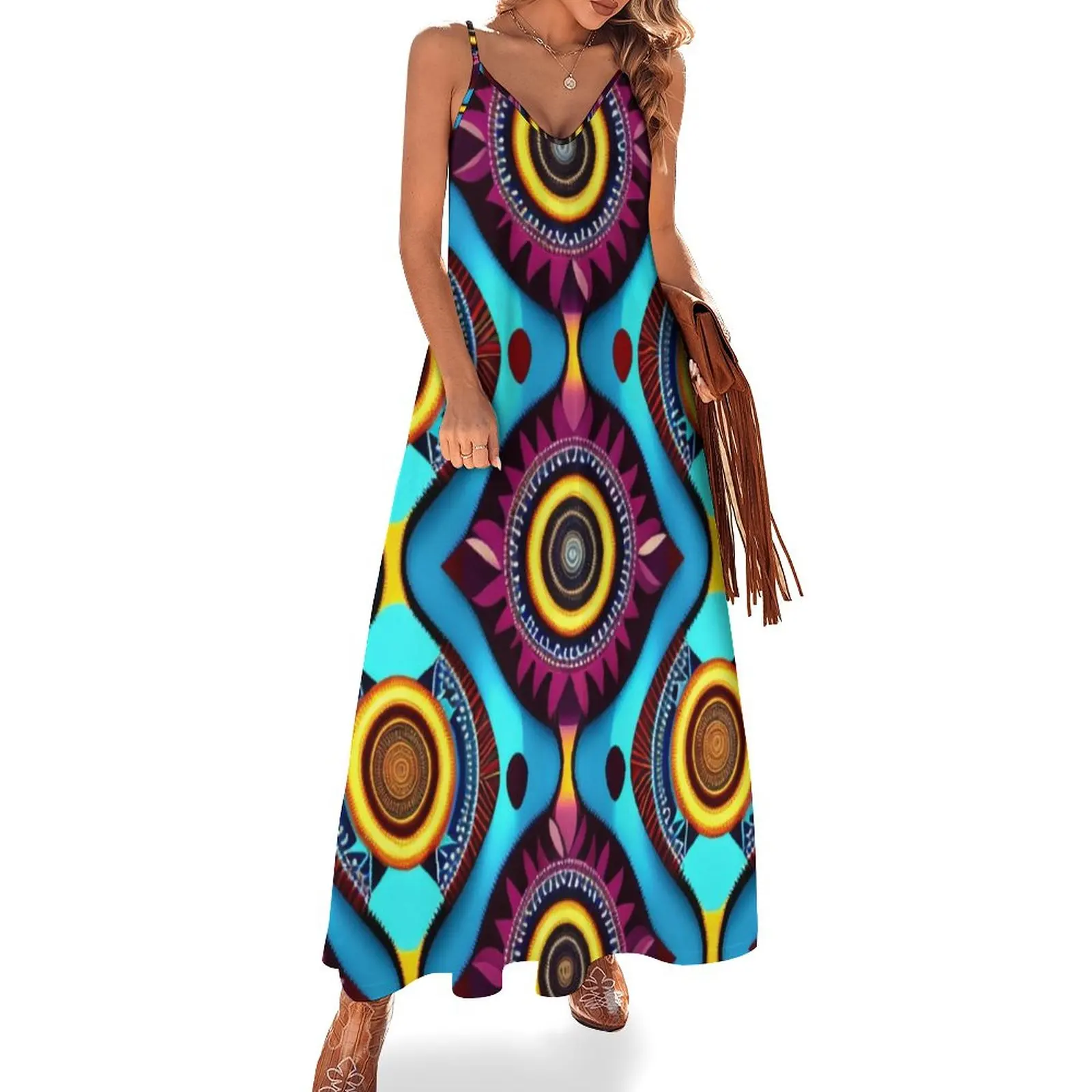 

African Tribal Pattern Sleeveless Dress evening dresses luxury 2024 long dress women