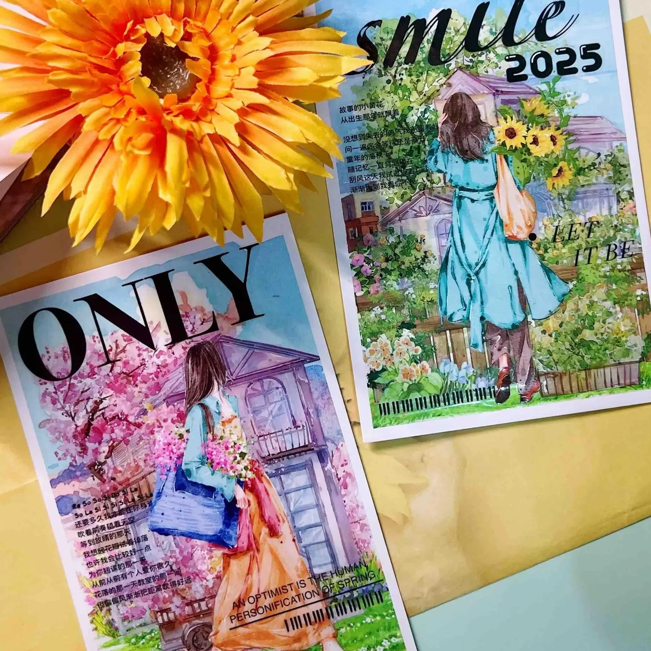 플라워 드림] 라이트 레트로 바람 저널 캐릭터 및 종이 테이프, 반려동물 저널 스티커