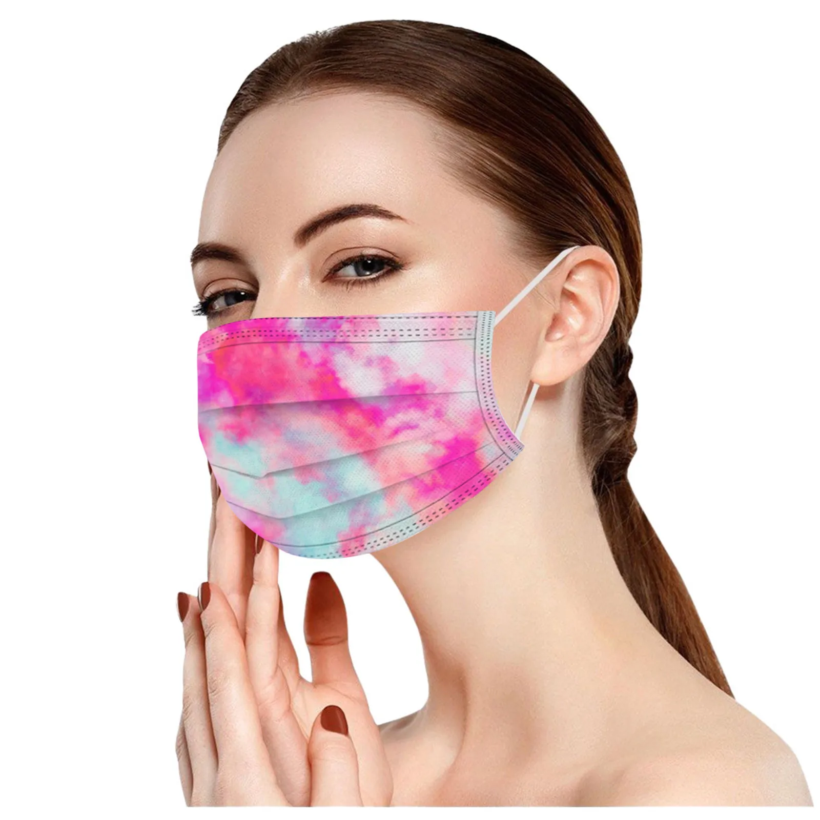 10pc Adult Tie-Dye Gradient Printed Three-Layer Dust-Proof Disposable Mask Face Mask Mouth Cover 마스크 маски マスク가면 маска на лицо 2