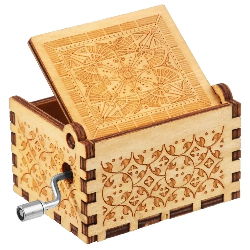 Carved Wooden Hand Cranked Music Box, 18 Tone Music Box, Over the Rainbow, Imagine, Birthday Gifts 4