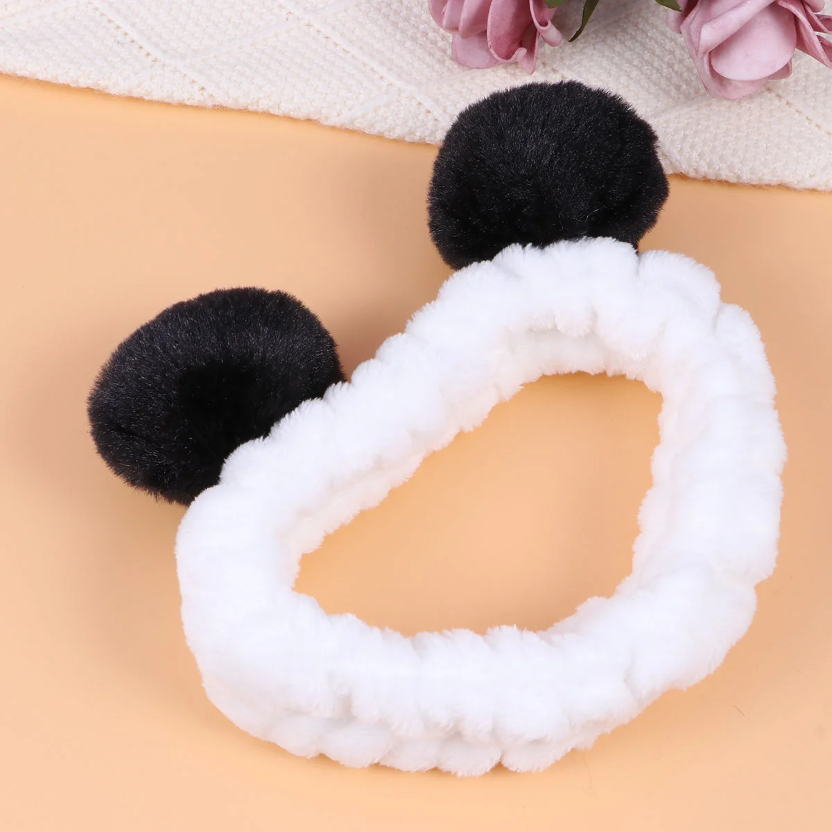 

Women Hairband Panda Ear Headbands Elastic Head Hair Accessories (Black)