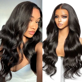 13x6 Body Wave Lace Front Human Hair Wigs Natural Black #4 Brown 13x4 Pre Plucked With Baby Hair For Women 200 Density 1
