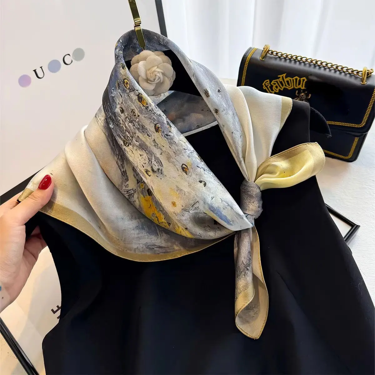 100% Mulberry Silk Square Scarf for Women