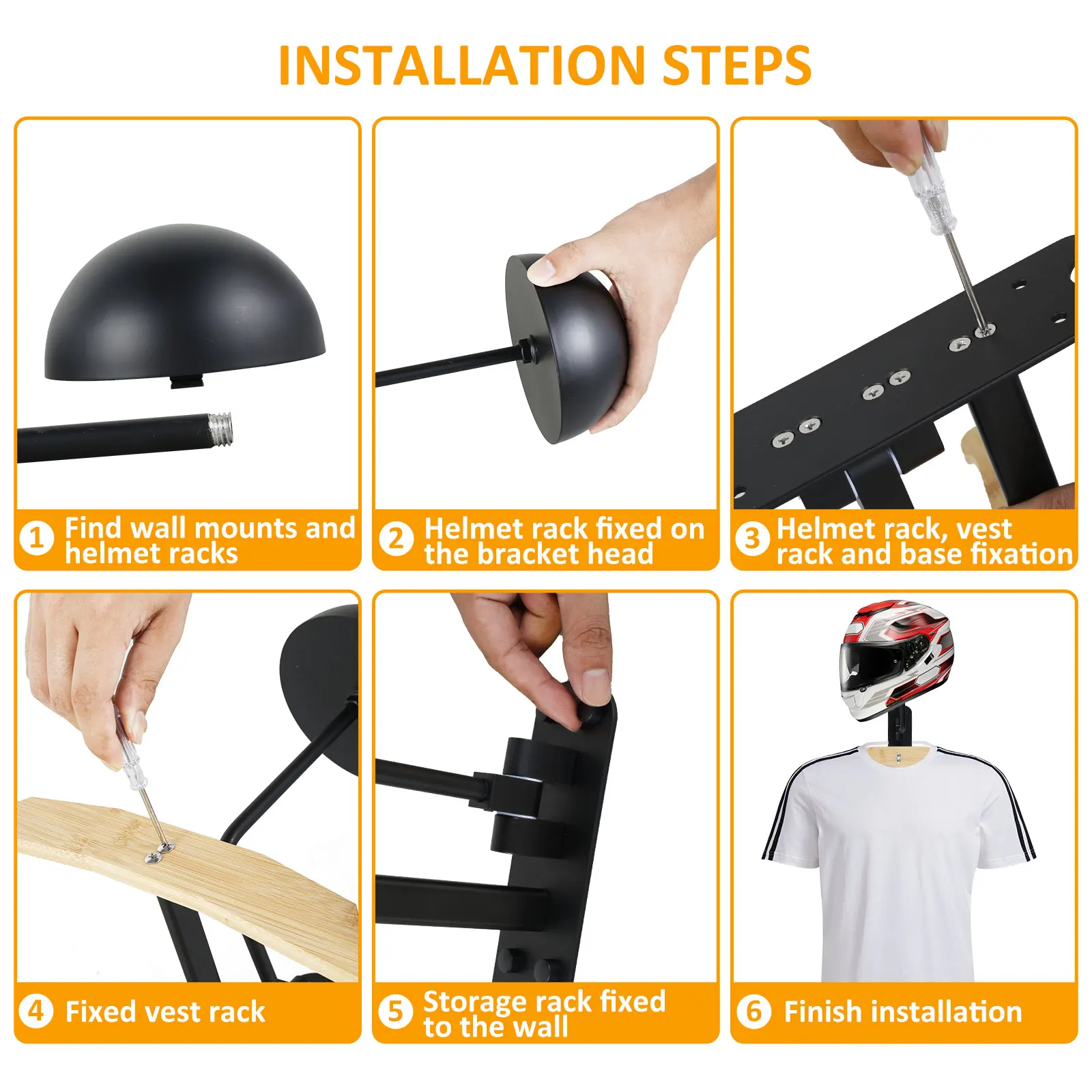 Aluminium Wall Mounted Motorcycle Helmet Storage Rack