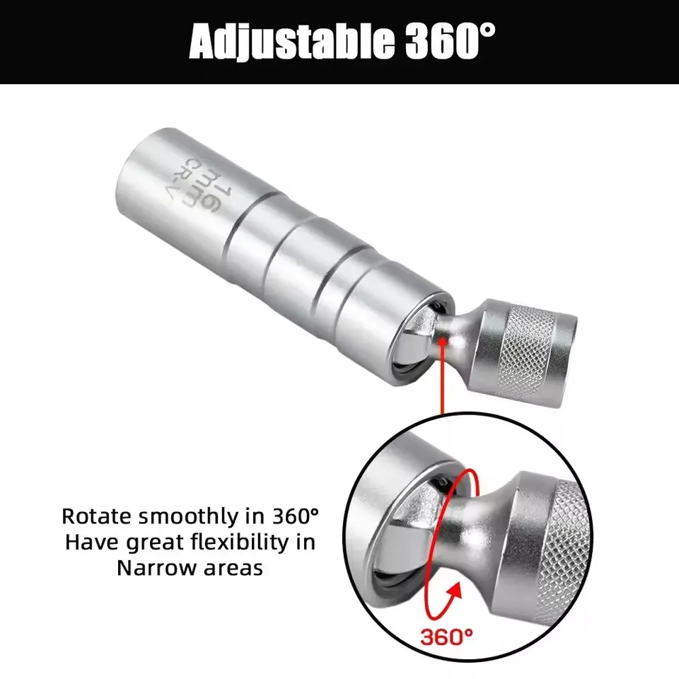 Spark Plug Socket Wrench Adapter 14mm 16mm Install Replace Repair Kit Swivel Torque Magnetic Remove Removal Gap Tool Car AUTO