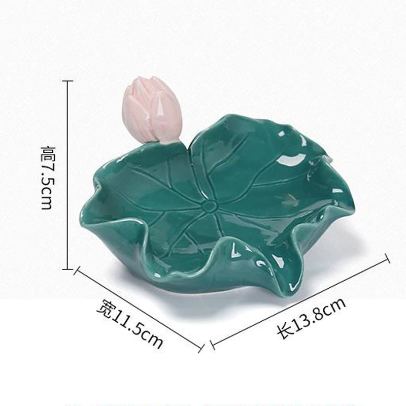 Ceramic Soap Dish, Home Bathroom Supplies, Creative Light Luxury, Cute lotus leaf shape Soap Box No Punching Draining Water, 1Pc