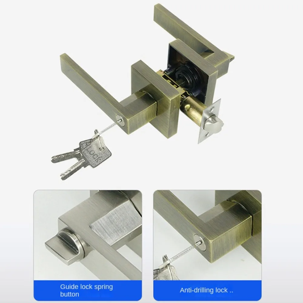 Description Picture 5 of itemwith Lock Door Handle Lock Bathroom Bedroom Door Cylinder/Latch Room Door Handle Aluminum Alloy Internal Door