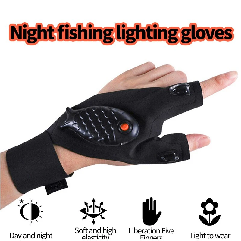 Rechargeable Flashlight Gloves Fingerless 1Pairs Gloves LED Lighting