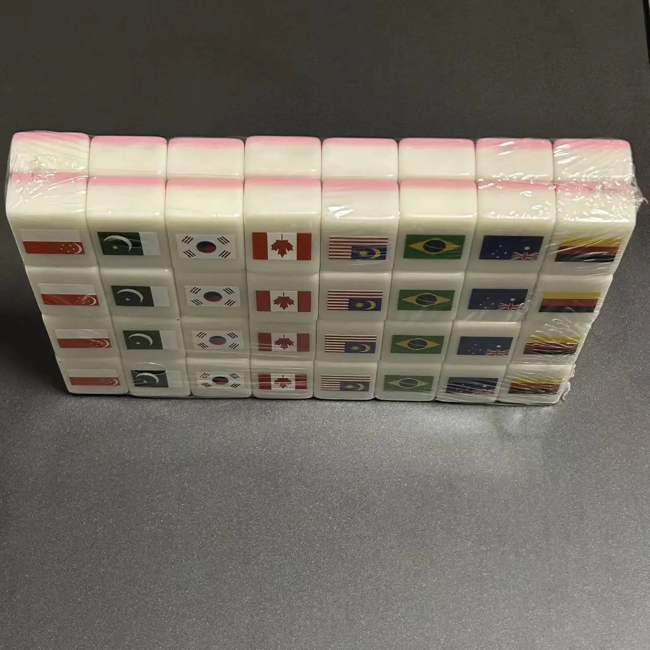 64 Blocks Seaside Escape Mahjong Tile Game with Pattern of Flag Ball 1/2 Players Funny Parent Child Party Game Toy Gift ﻿