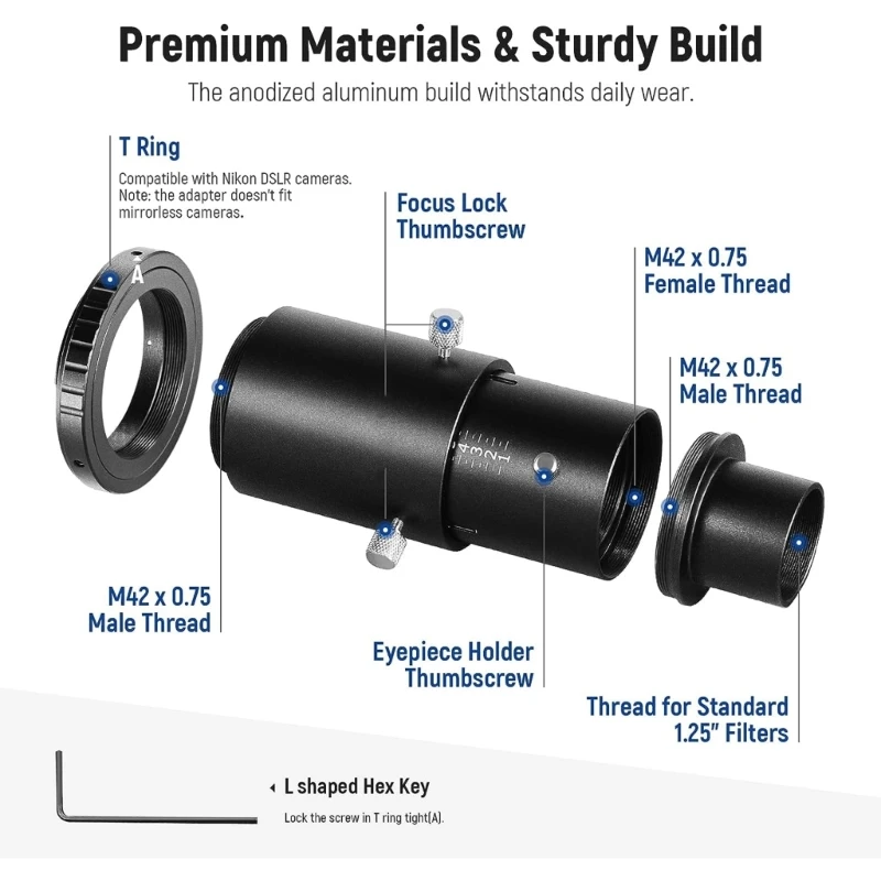 Eyepiece Projection Adapter 1.25"Extension Tube Camera Adapter telescope eyepiece adapter