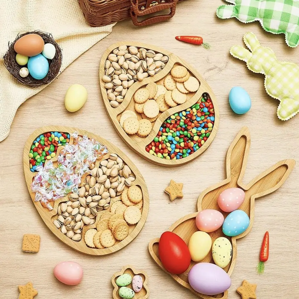 Wooden Pallet Candies Nuts Fruits Serving Tray Easter Bunny Wooden Pallet Tray for Candies Fruits Oak Wood Craft for Jewelry 2