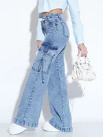 Women's Cargo Jeans with Multiple Pockets - Stylish and Practical Work Denim Pants for Everyday Comfort and Functionality - Image 5
