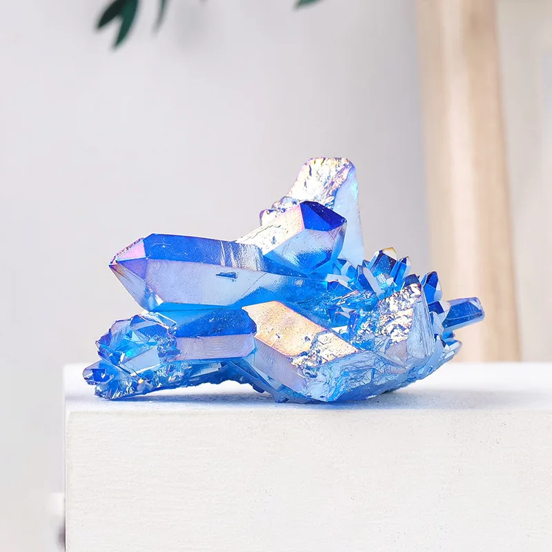 Luxury Green Aura Quartz Cluster - Elegant Natural Stone Decor for Home & Office, Ideal Independence Day Gift