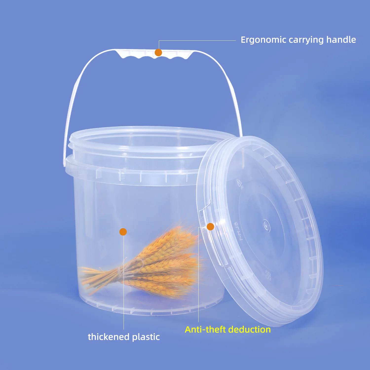 4L Round Empty Plastic Bucket with Handle and Lid High Quality Food Grade Packing Container Leakproof PP Bucket 1Pcs storage box