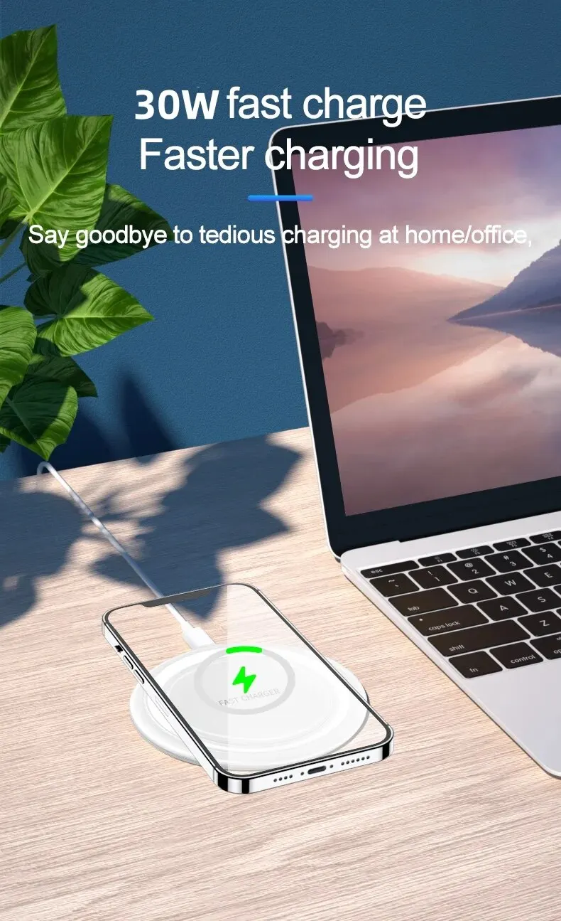 S012157678c1c4970a9c13e48efdaa8dfu 30W, Wireless Charger, Pad Stand for iPhone 15, 14, 13, 11 Pro Max, Samsung S22, S23, Xiaomi Mobile Phone Chargers Fast Charging Station Mallzona