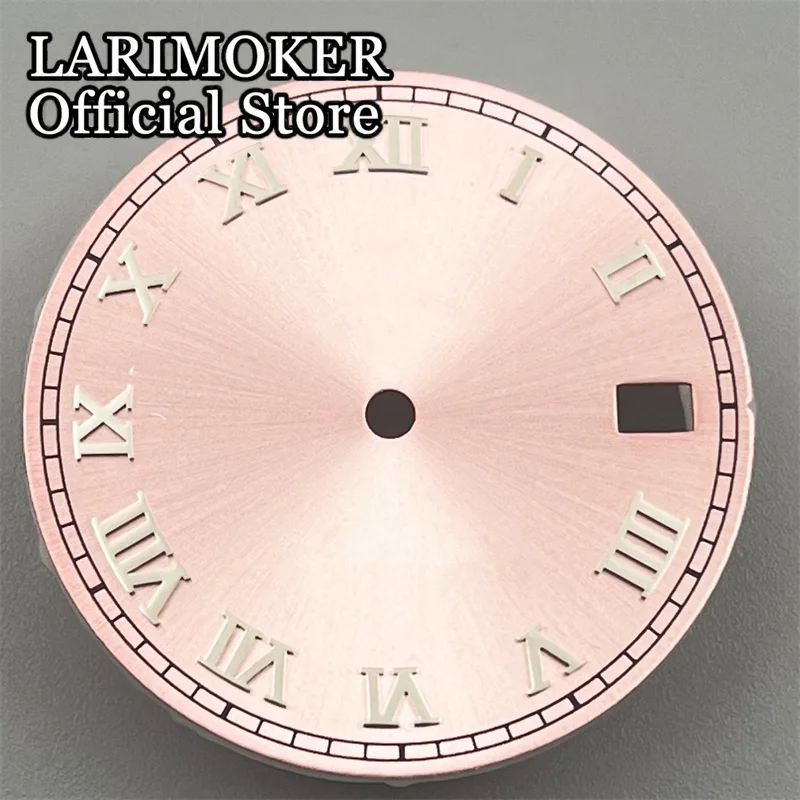 LARIMOKER 29 mm braun/rosa/blau/schwarz/weißes Sonnenstreifen-Uhrenzifferblatt ohne leuchtende Passform NH35 Automatikwerk-Uhrenzubehör – Detail 9