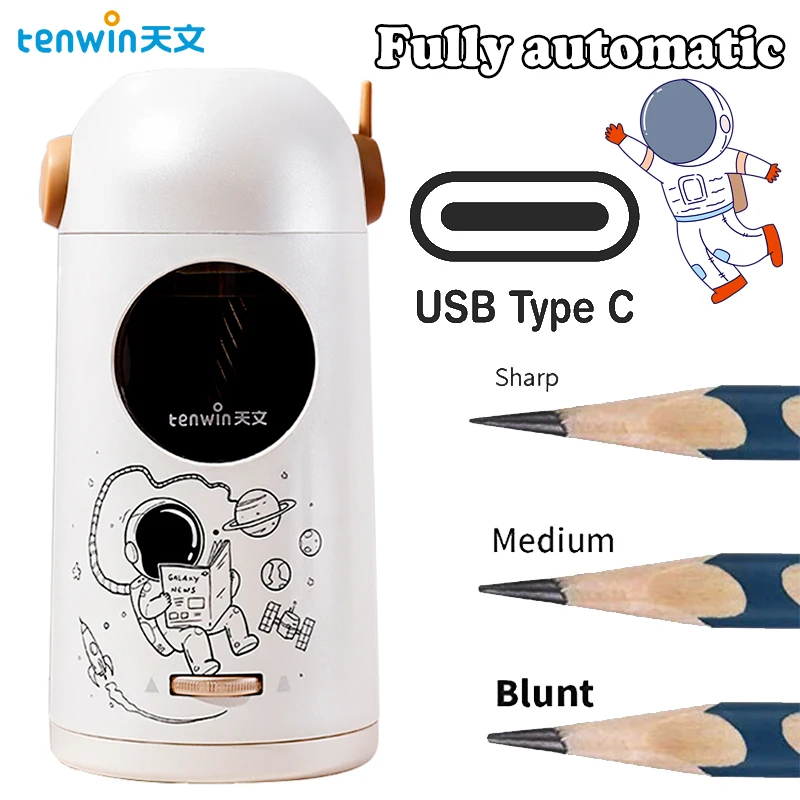 Tenwin Students stationery Automatic pencil sharpener Type-C Astronaut Electric Sharpener Pencils school nice stationery