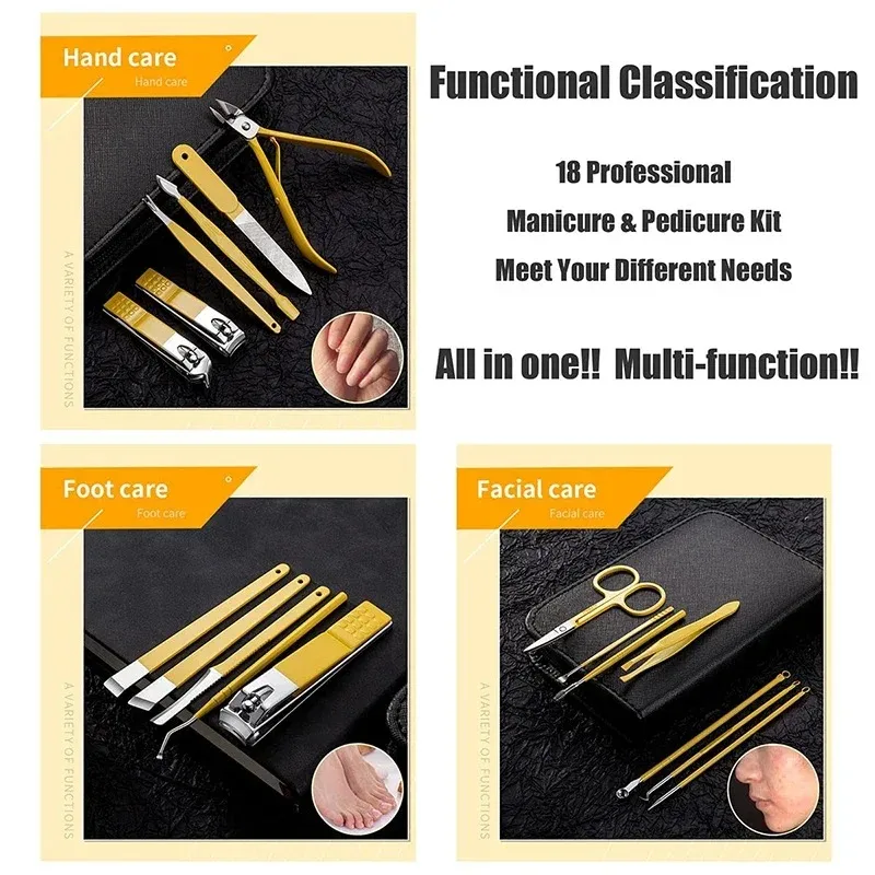 9/18 pcs Nail Clippers Manicure Tool Set, Eagle Nail Clippers, Cuticle Nippers And Cutter Kit, Nail Clippers Pedicure Kit, Nail 5