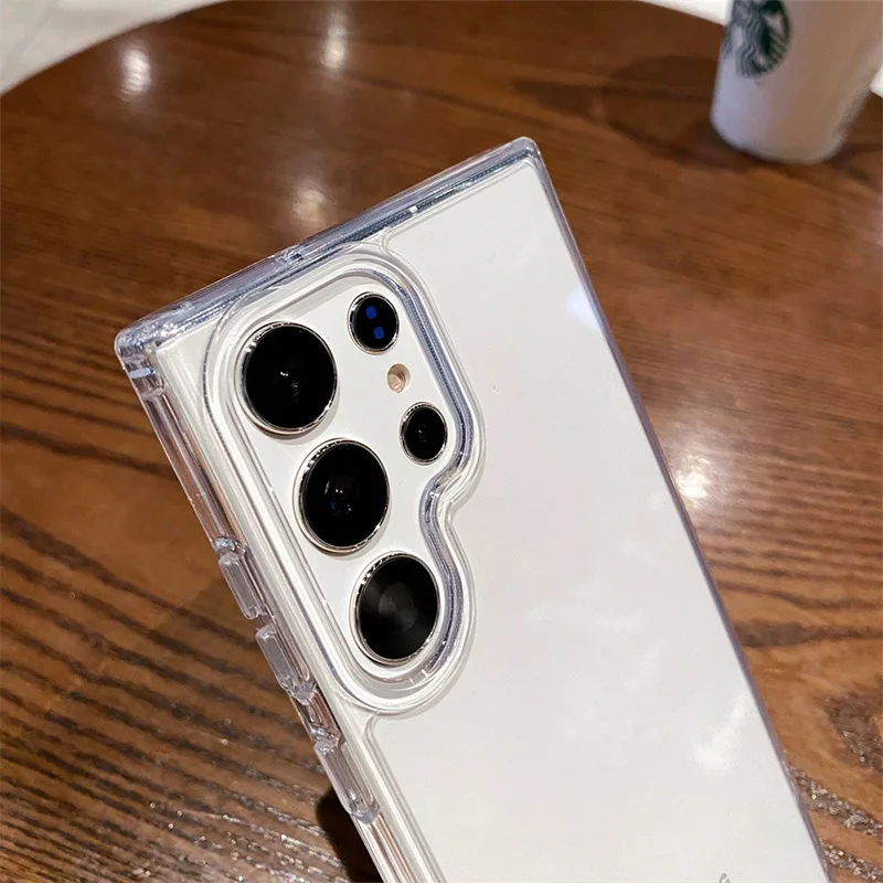 Luxury Transparent Shockproof Acrylic Phone Case with Soft Bumper Cover