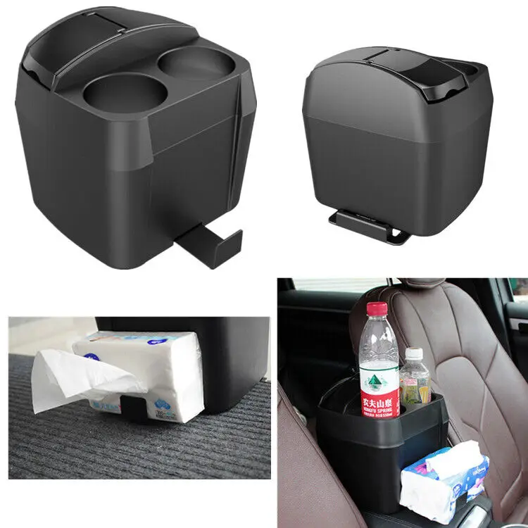 Car Interior Trash Can Multi-Function Passenger Trash Can Storage Box Beverage Cup Holder Storage Box
