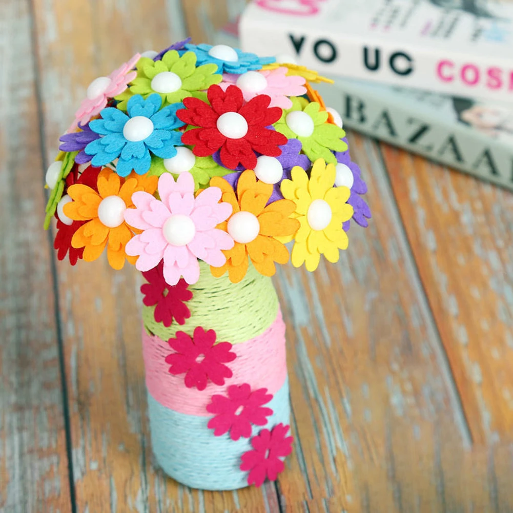 Kit artigianale per vasi di fiori fatti in casa fai da te con bottoni  colorati petali di feltro Bouquet vaso gioco manuale giocattoli scuola  materna regali di attività| | - AliExpress