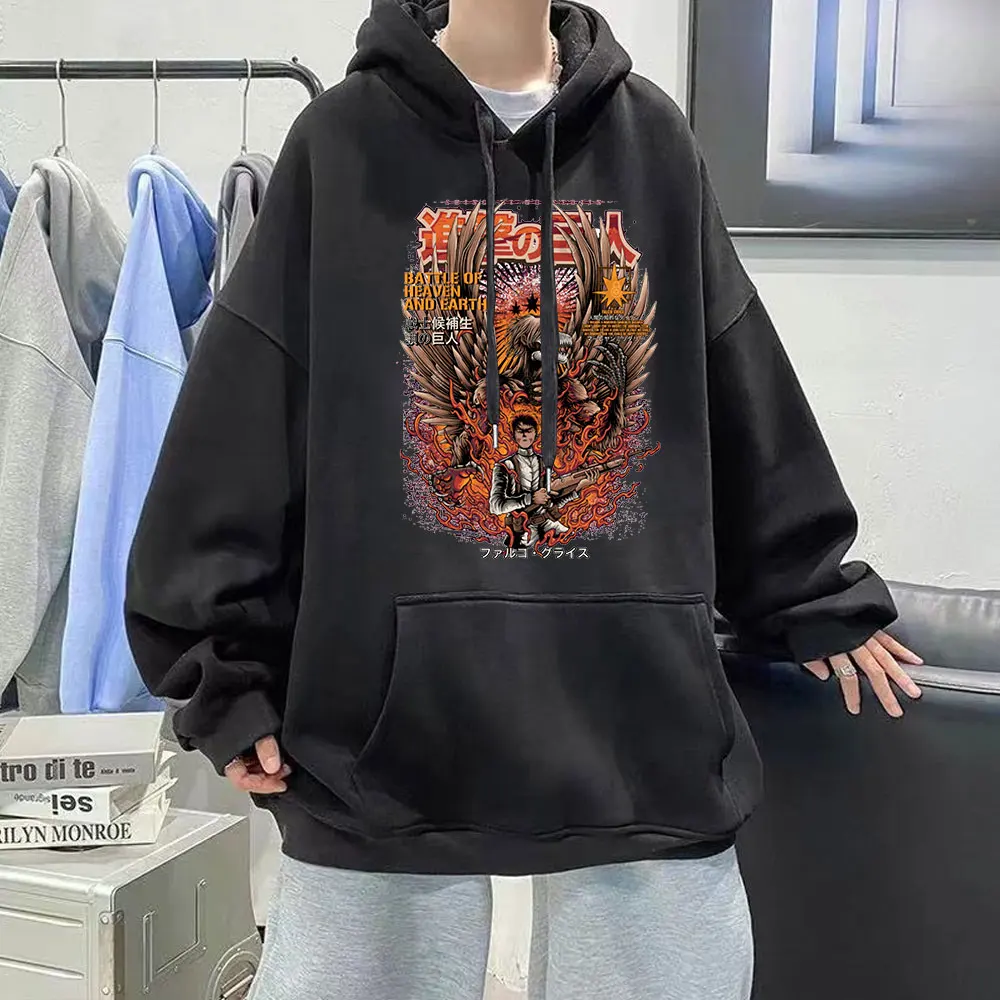 

Anime Attack on Titan Eren Yeager Hoodie Harajuku Unisex Cool Hip Hop Oversized Sweatshirts Streetwear Long Sleeve Hoodies