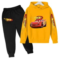 Autumn Disney Cars Children's Lightning McQueen Cartoon Printed Hoodie Set Pants Anime Kawaii Casual Boys Clothes Girls