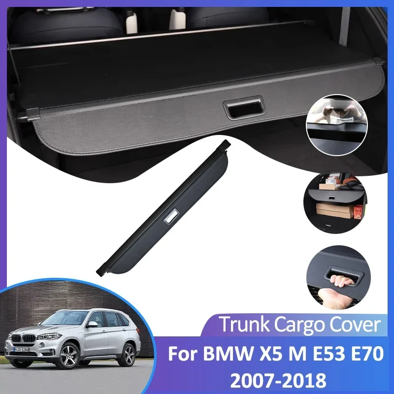 

For BMW X5 M E70 F15 xDrive30i 2007-2018 2008 2009 2015 2016 2017 Rear Trunk Cargo Cover Retractable Luggage Curtain Accessorie