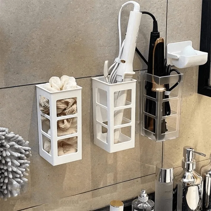 Organizzatore di strumenti per capelli Porta spazzole a parete Porta ferro arricciacapelli senza punzonatura Scaffale per piastra per capelli Scaffali da bagno  15