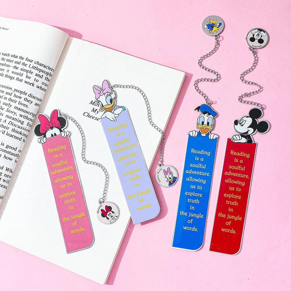 Metal bookmark stationery supplies for book lovers Mickey Minnie patterned text bookmark made of stainless steel