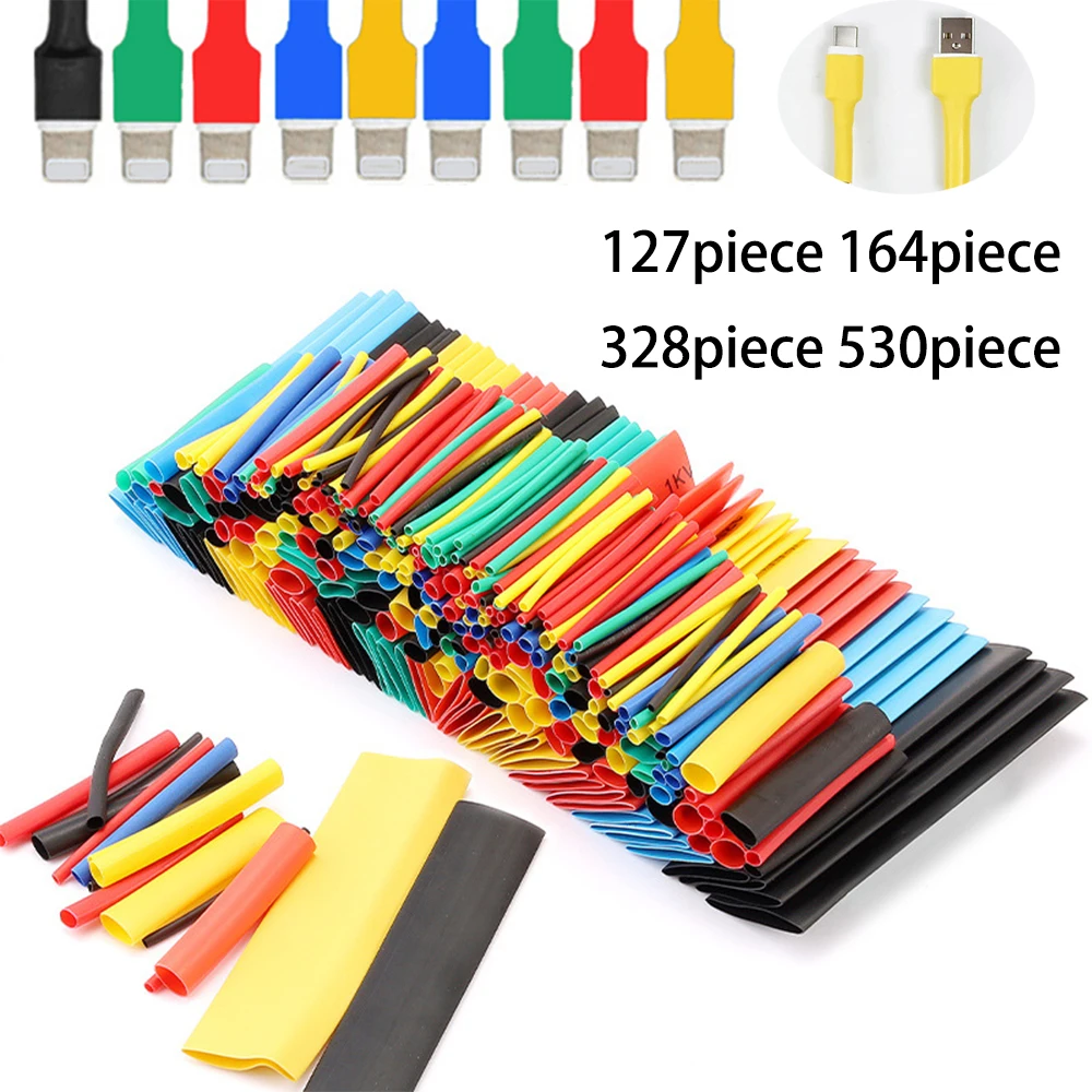 530pcs/Set Polyolefin Shrinking Assorted Heat Shrink Tube Wire Cable Insulated Sleeving Tubing Set 2:1 Waterproof Pipe Sleeve |