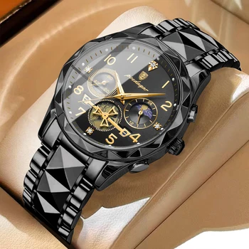 POEDAGAR Luxury Man Watch Waterproof Luminous Chronograph Watch For Men Stainless Steel Quartz High Quality Sports Men's Watches