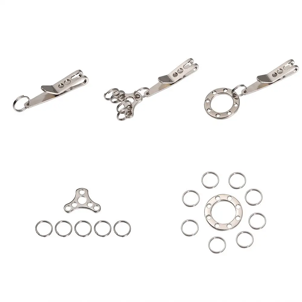 Multistyles EDC-Tasche aus Edelstahl 301 mit Schlüsselring, Karabinerhaken, Camping-Multifunktionswerkzeug, Aufhängeclip und Schnellverbindungswerkzeug_voghion.com