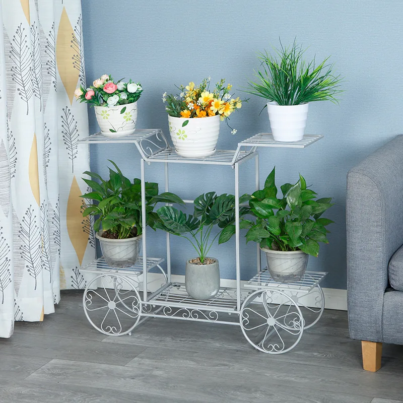 Creative multi-layer cart landing green plant flowers green laurel iron art Nordic flower frame