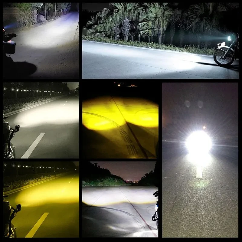 Motorcycle Driving Lights motorcycle driving lights Mini Dual Colo for Headlight Auxiliary Spotlight Lamp R ATV Scooter Moto Fog Light Accessories 9-36V