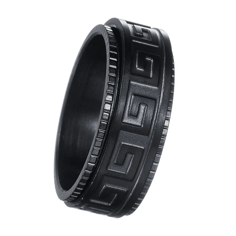 Titanium Steel Ring Decompression Anti-anxiety Rotating Ruyi Great Wall Pattern Fashion Couple Ring Jewelry 5