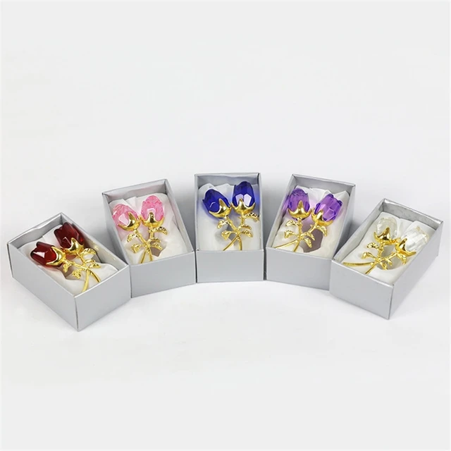 Regalo di San Valentino per ragazza Fidanzato Mini Crystal Rose Fiori Regali  di nozze per gli ospiti Bomboniere Regali