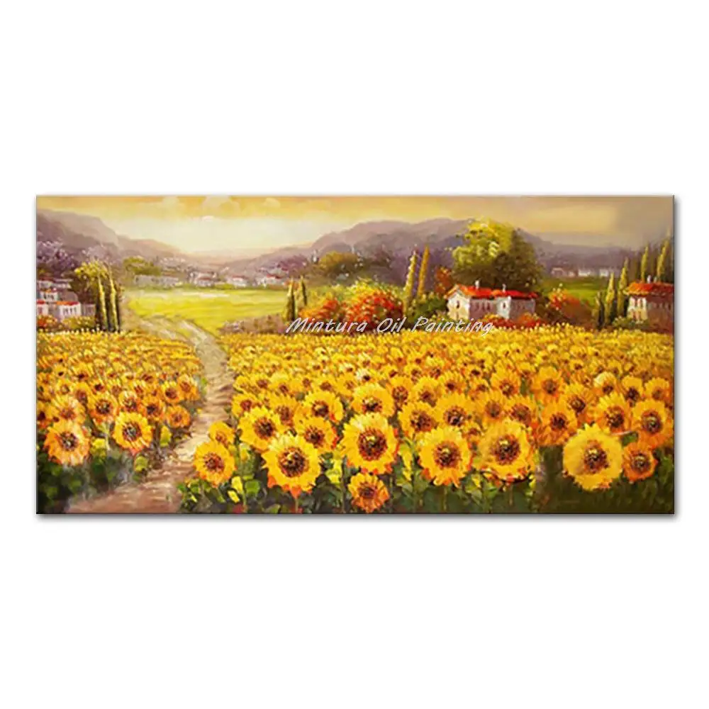 

Mintura Large Size Handmade Artwork Handpainted Oil Paintings on Canva Many Beautiful Sunflowers,Home Decor Hotel Decor Wall Art