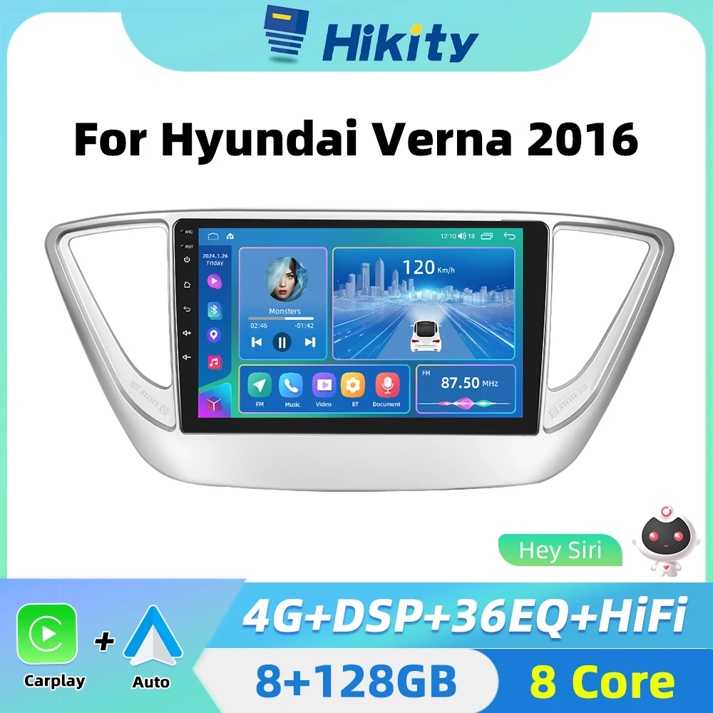 Hikity 2 Din Autoradio Android Per Hyundai Verna 2016 Auto Stereo Radio Carplay Auto Navigazione Android Gps Dsp Wifi