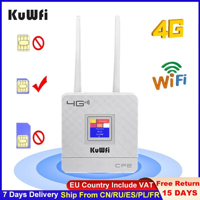 Kuwfi 4g Wifi Router Cat4 150mbps Wireless Cpe Router Unlocked 4g Lte ...