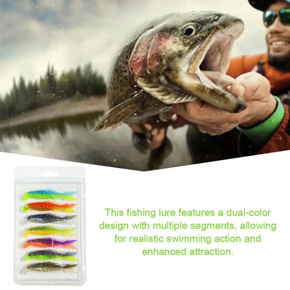 

Knobby Fish Artificial Lures 8cm/13cm/15cm Fishing Lure Supplies Tail Multi-Section Angler Swimbait Soft Bait Flexible K5J3
