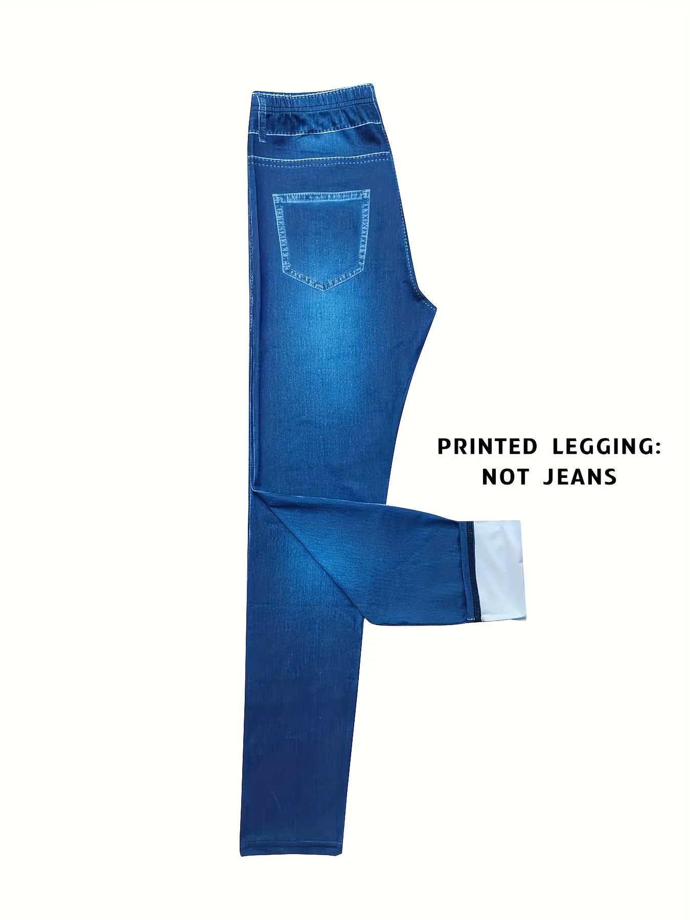 【Non-Denim】Women's Faux Denim Print Leggings, Sports Casual Skinny Pants, Thin Soft Skin-Friendly Yoga Pants, All Seasons Wear L 5