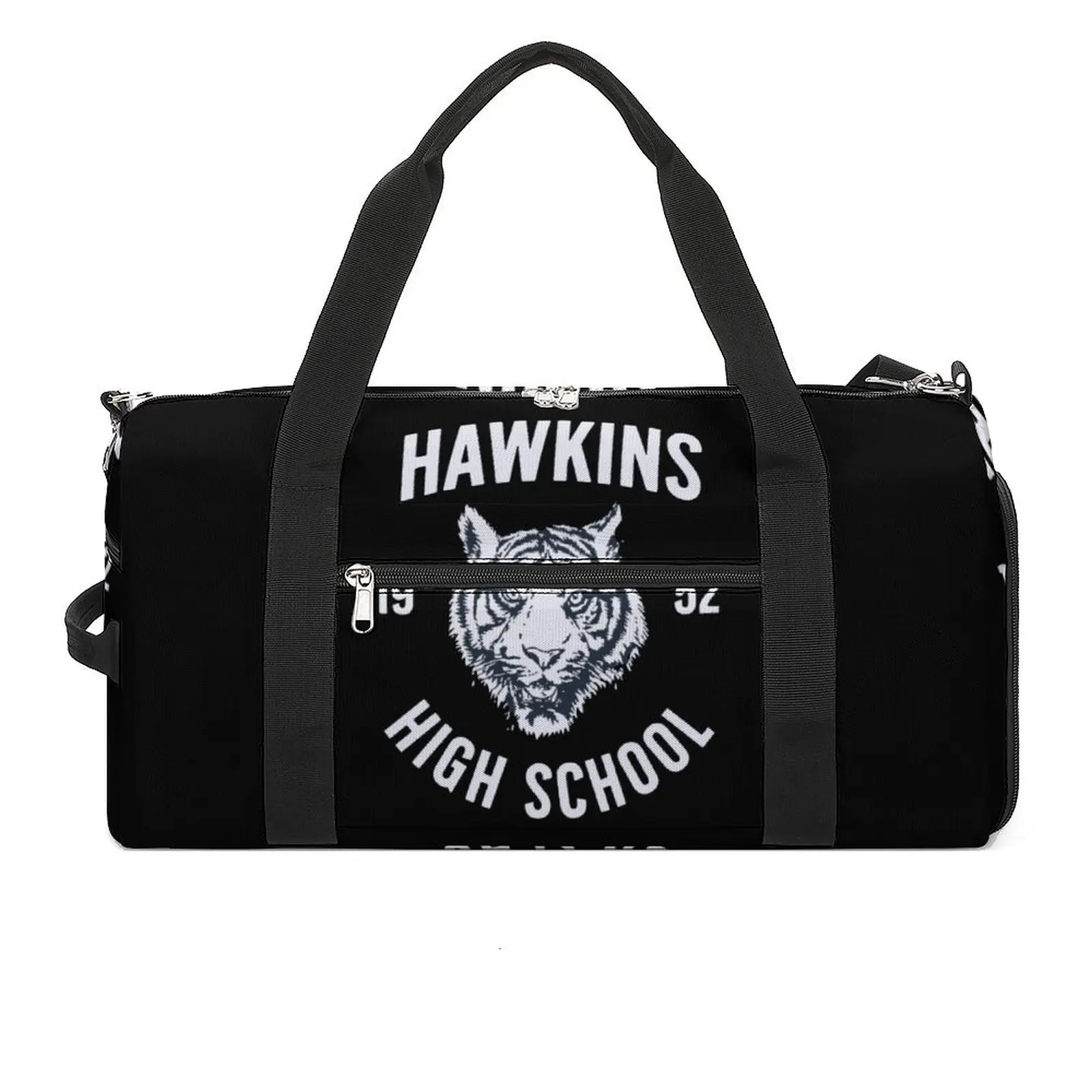 

Спортивная сумка Hawkins для старшей школы, спортивная сумка с туфлями и принтом белого тигра, водонепроницаемая сумка для мужчин и женщин, тренировочная фитнес-сумка в стиле ретро