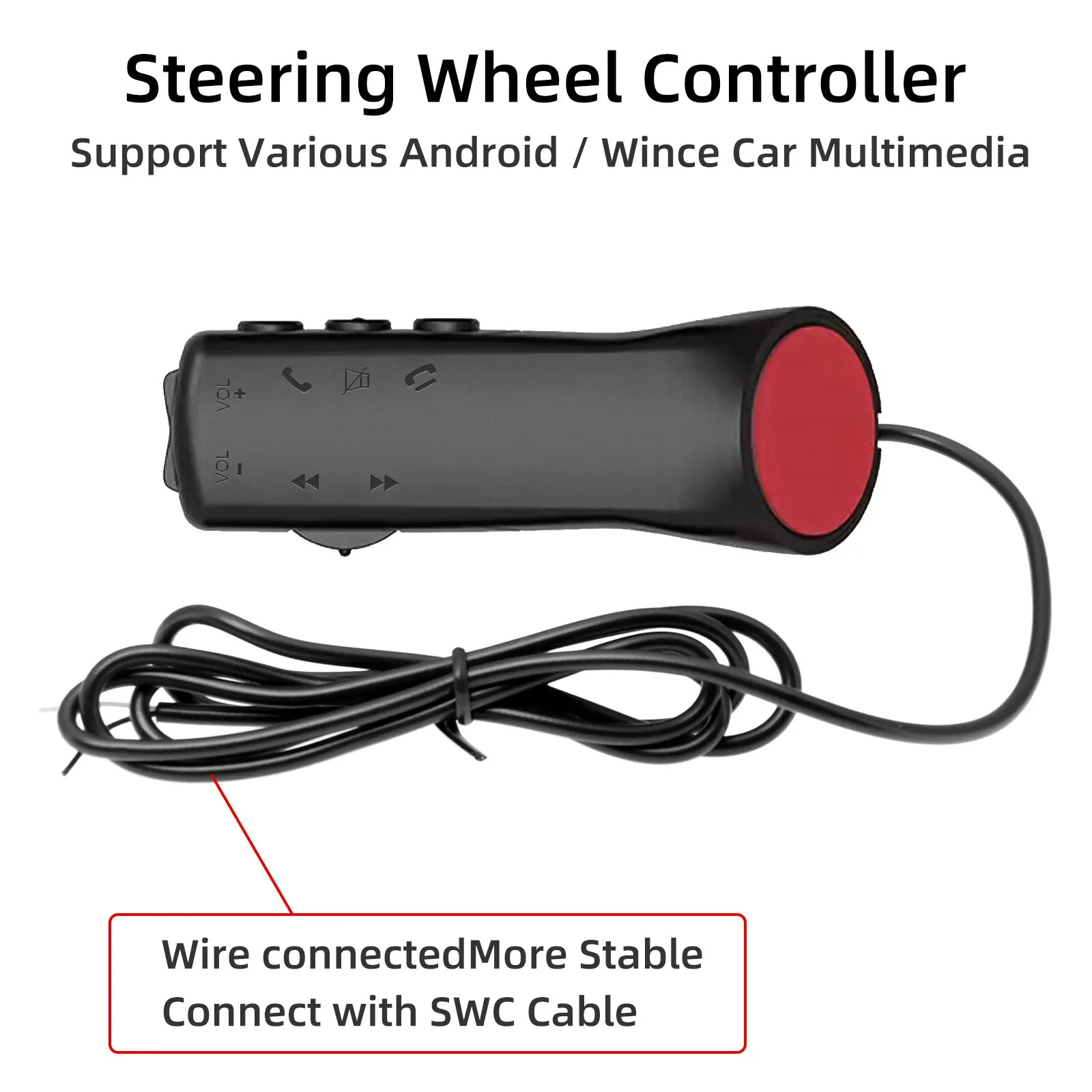 Steering Wheel Control Button Steering Wheel Remote Control 7 Key for Car Radio DVD GPS Multimedia Navigation