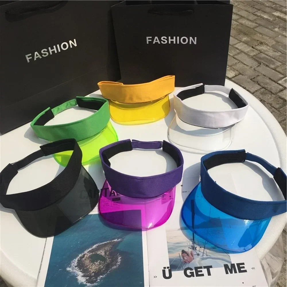Sun Hat Summer Anti-UV Transparent Empty Top Plastic PVC Women Men Fashion Visor Caps Outdoor Sport Bicycle Sunshade sun hat,sun protection hat,empty top hat