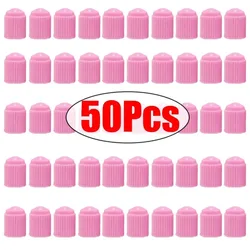 50 - Pack Black Tire Valve Caps with O - Ring Seal - Universal Dust Covers (Pink)