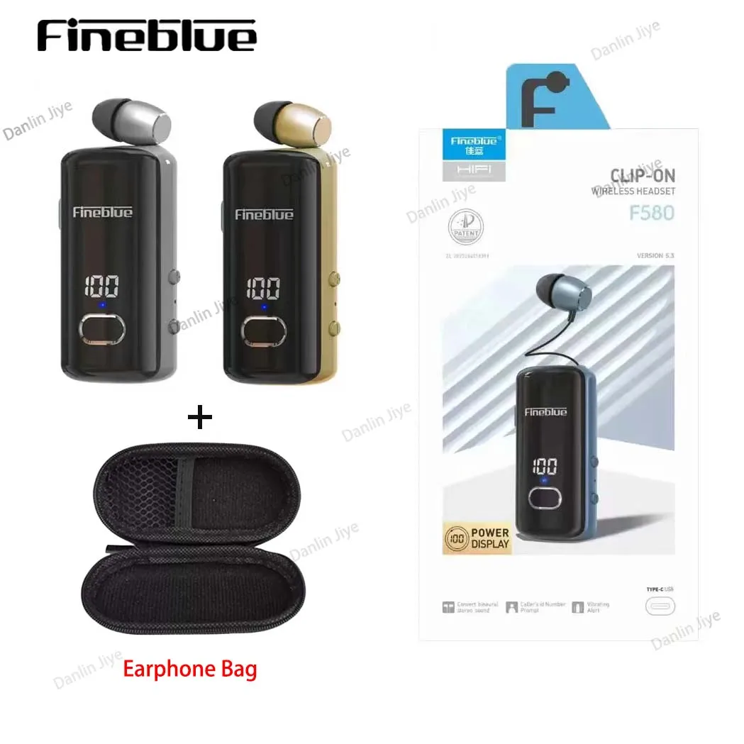 Fineblue F580 Bluetooth V5.3 Wireless Earphone Retractable wire Portable Headset in lotus to phone Sport Run Headphone K55 F520
